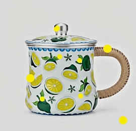 Fine silver citrus enamel mug £2850 Order number 088