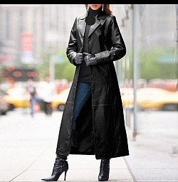 Fine quality long leather coat £50 order number 088